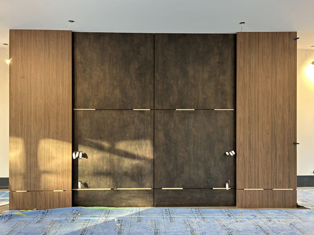 Custom Millwork-Accent Wall--Dark vs Warm Wood Tone