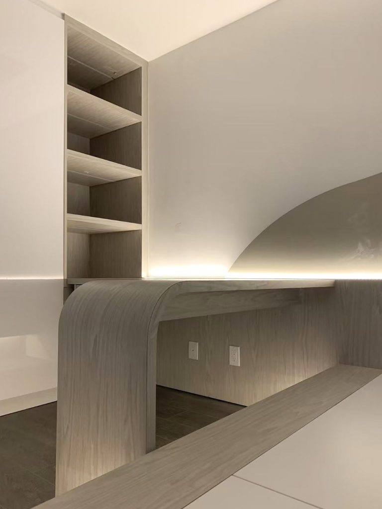 Custom Millwork-Office Desk-warm wood tone