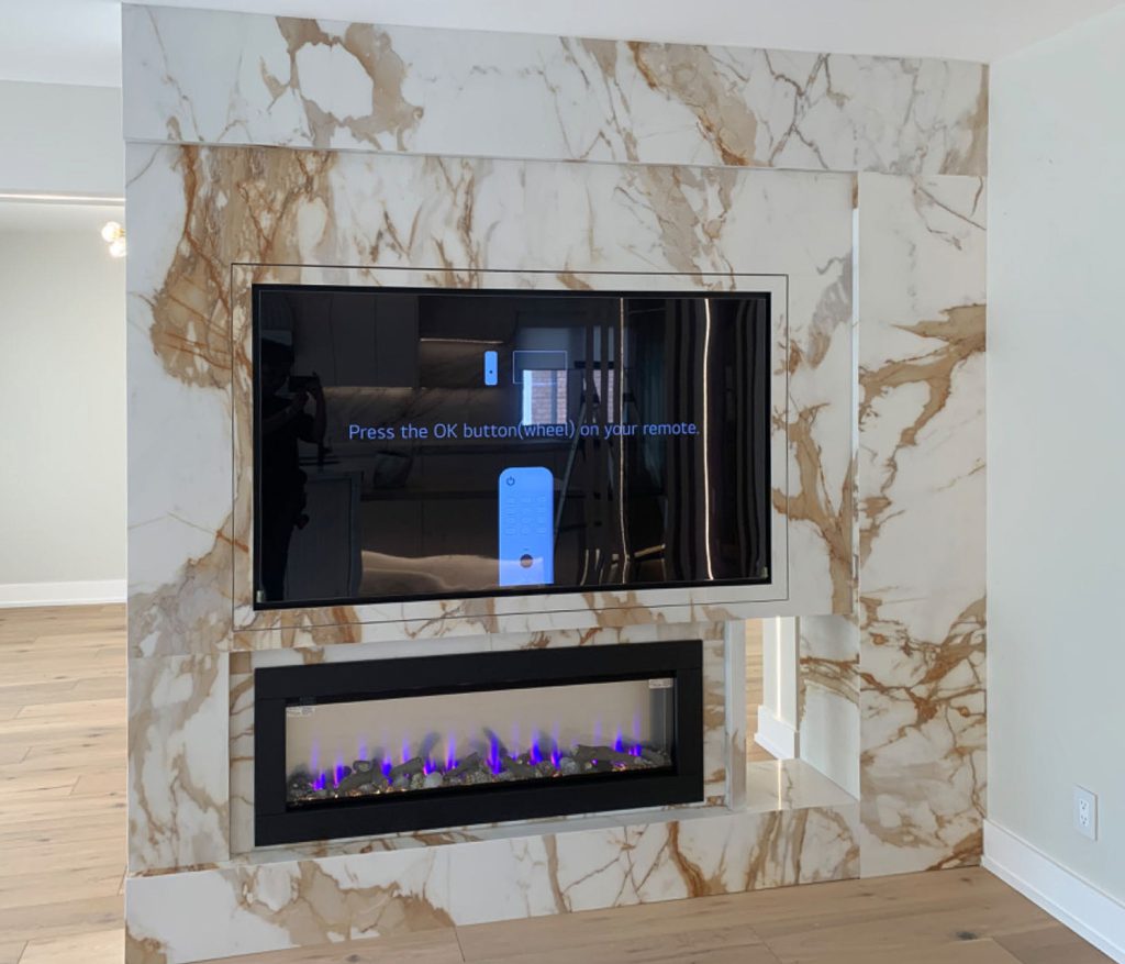 Custom Millwork-Revolving TV wall-Porcelain