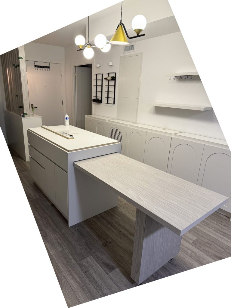 Kitchen Island with extendable table-Wood Tone vs MDF Painting