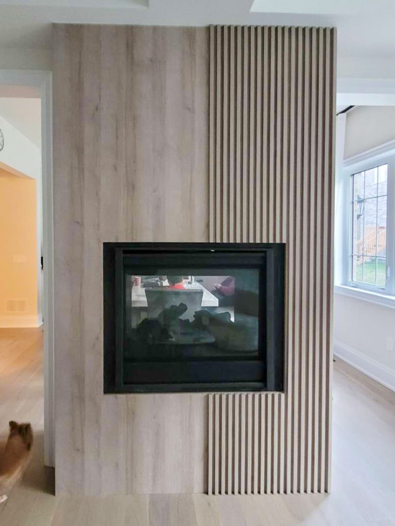 custom millwork-Fireplace Wall- Wood Tone
