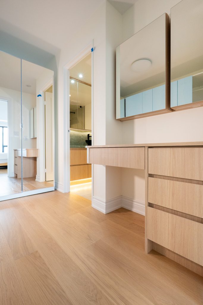 makeup table vs mirror cabinets
